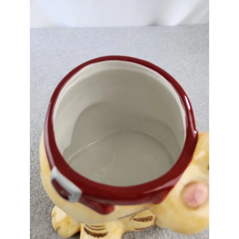 GKAO Scratching Cat Cookie Jar Tan Tabby Orange Smiling Kitten‎ Treat Holder